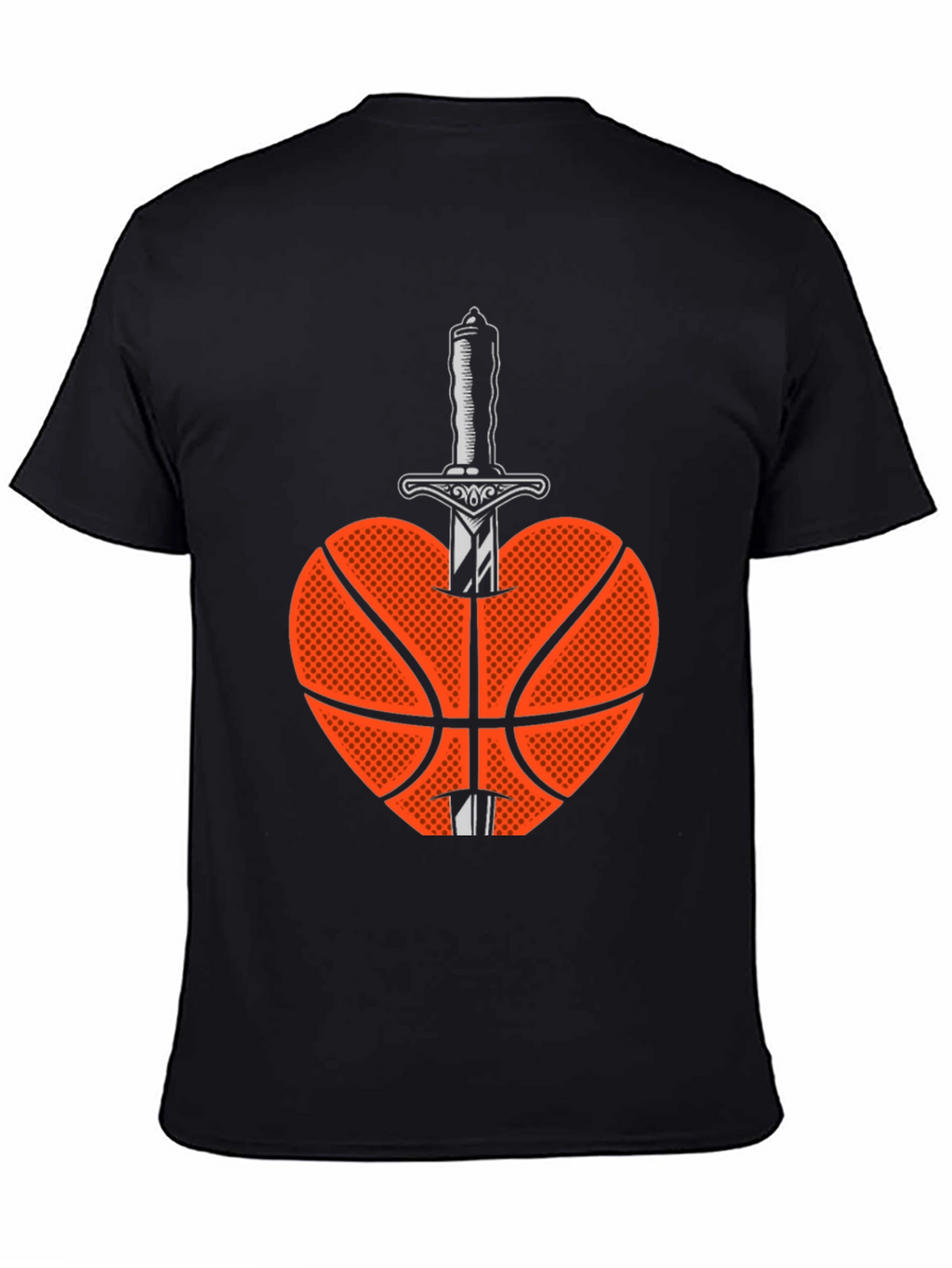 Basketball Heart & Sword Graphic T-Shirt - Black