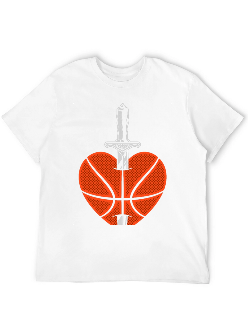 Basketball Heart & Sword Graphic T-Shirt - Black