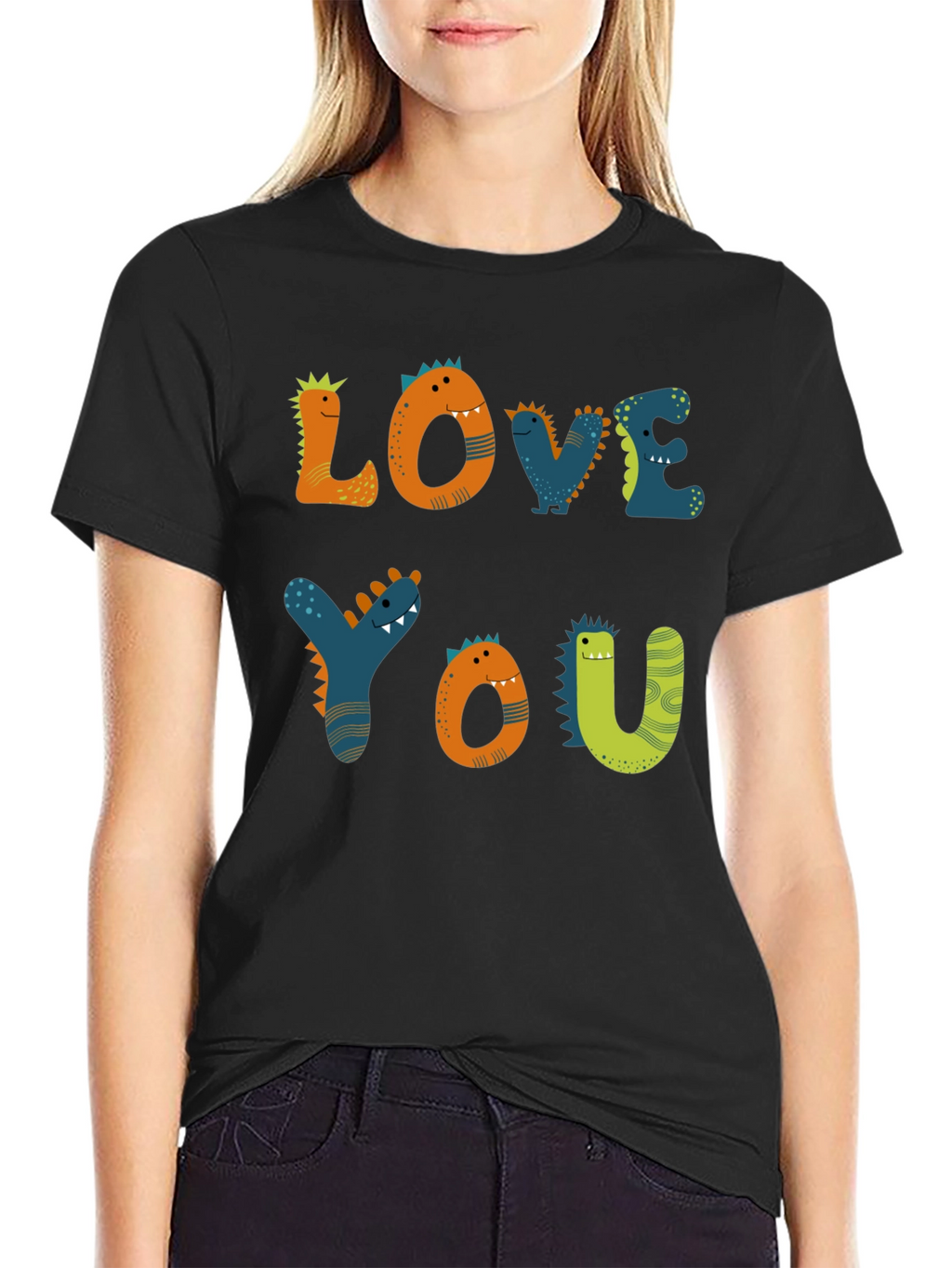 Dinosaur Love You Graphic Tee - Black