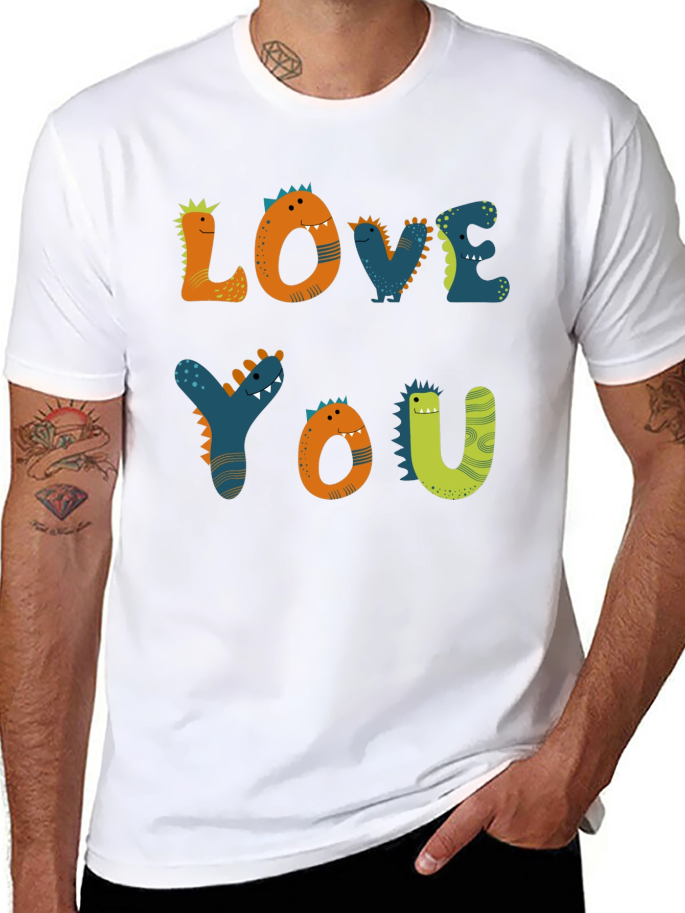 Dinosaur Love You Graphic Tee - Black
