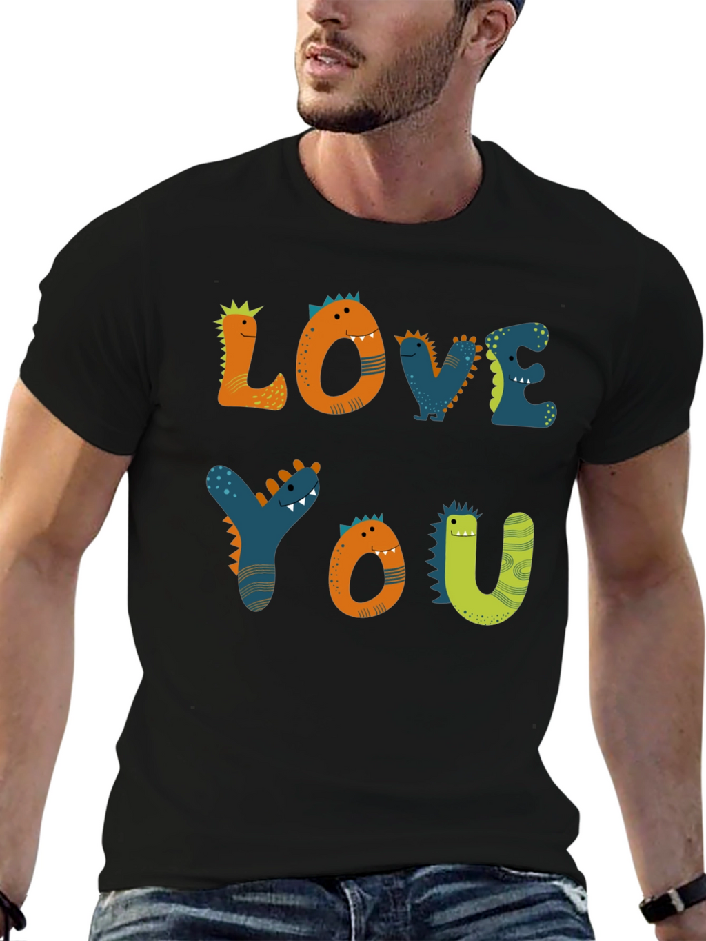 Dinosaur Love You Graphic Tee - Black