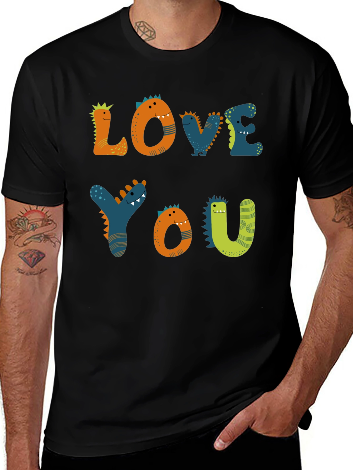 Dinosaur Love You Graphic Tee - Black