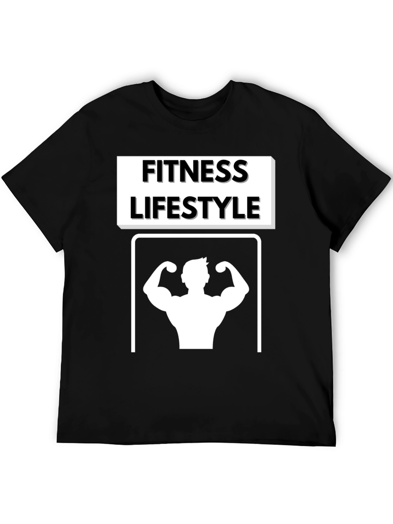 Fitness Lifestyle Graphic Tee - Black Cotton T-Shirt