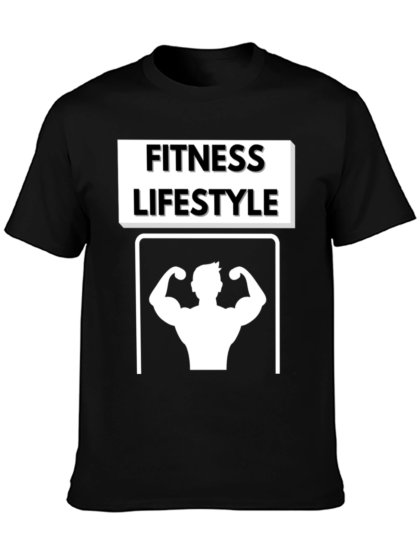 Fitness Lifestyle Graphic Tee - Black Cotton T-Shirt