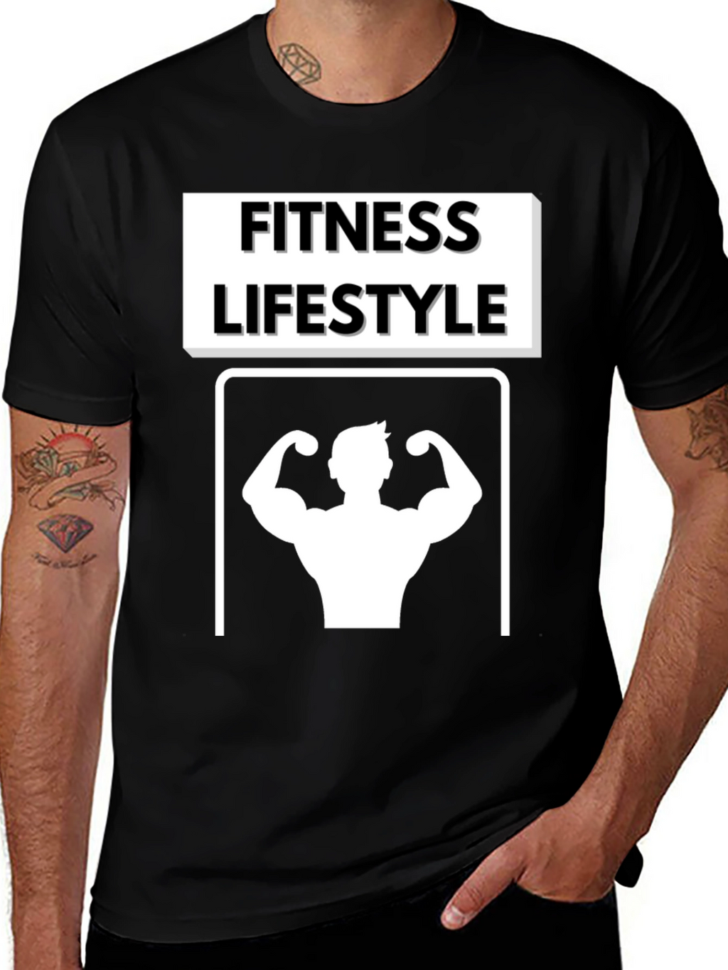 Fitness Lifestyle Graphic Tee - Black Cotton T-Shirt