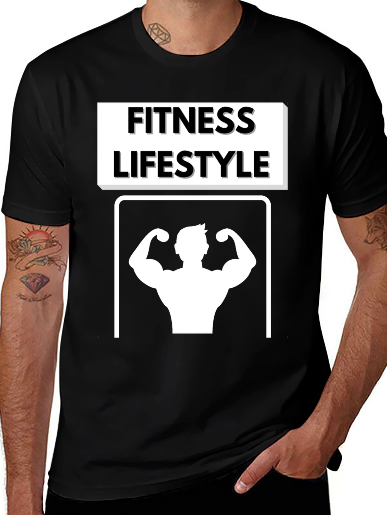 Fitness Lifestyle Graphic Tee - Black Cotton T-Shirt
