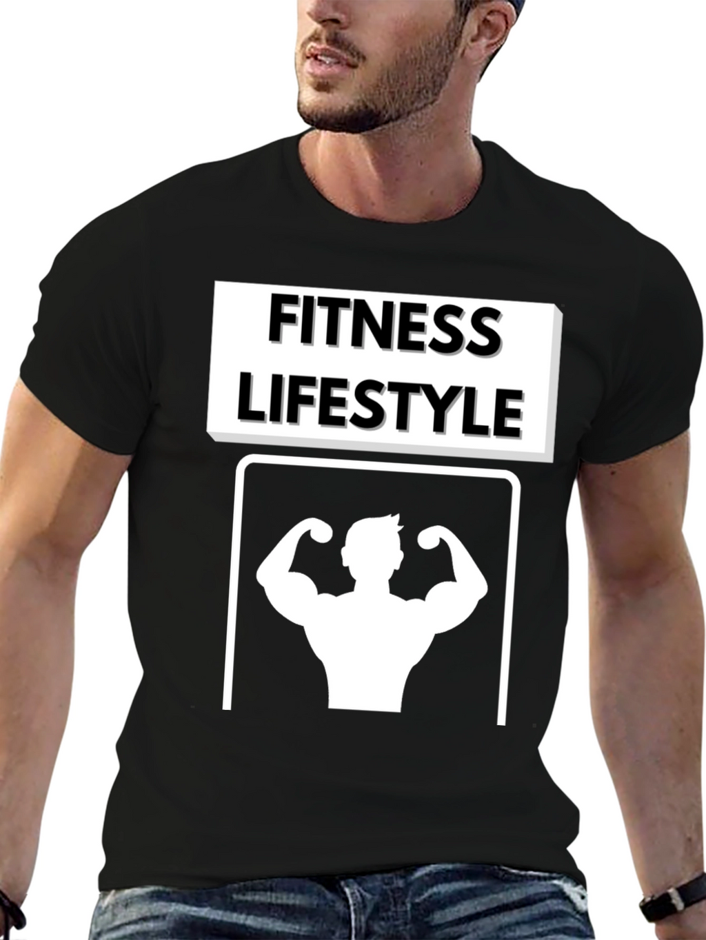 Fitness Lifestyle Graphic Tee - Black Cotton T-Shirt