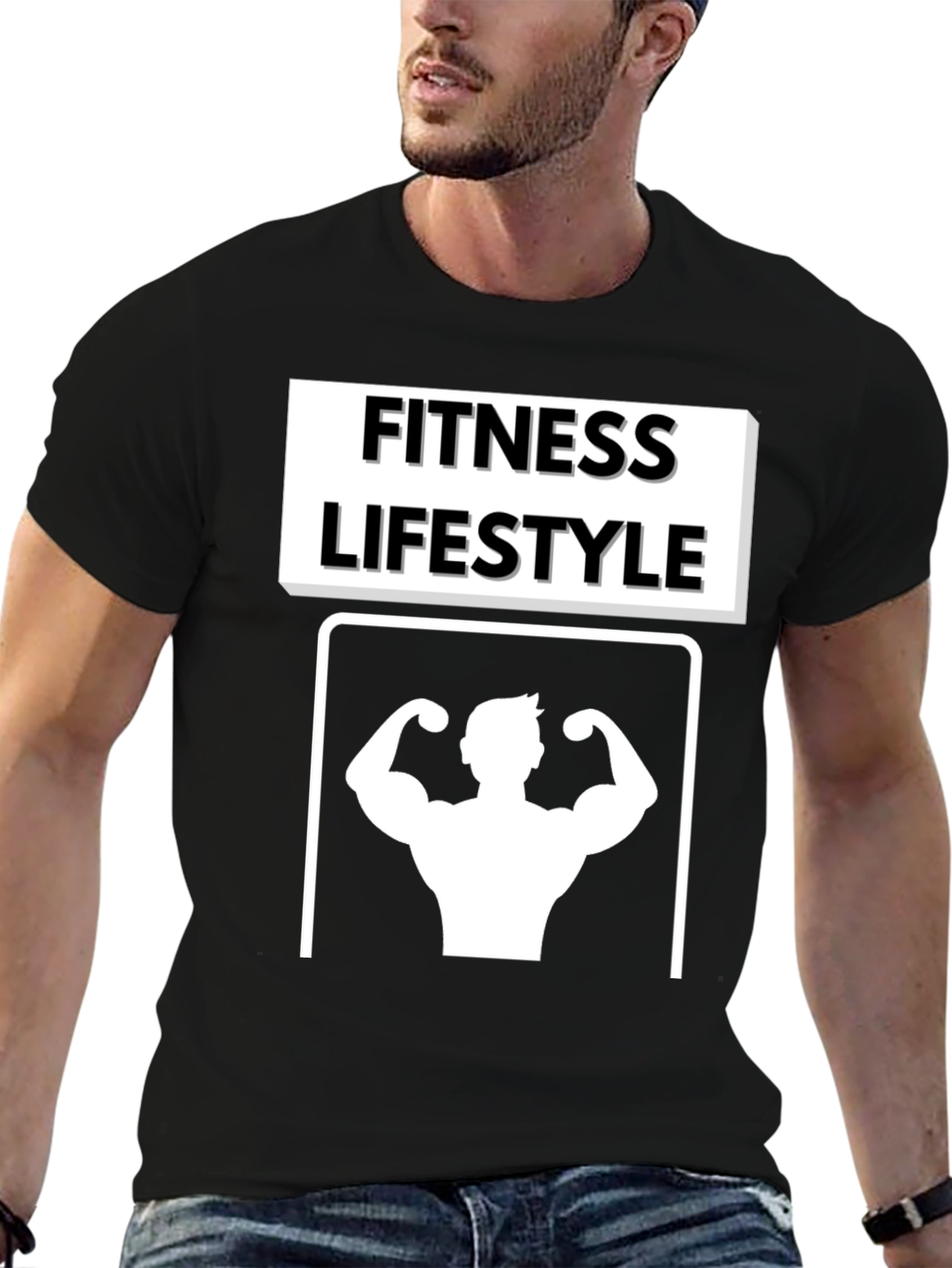 Fitness Lifestyle Graphic Tee - Black Cotton T-Shirt