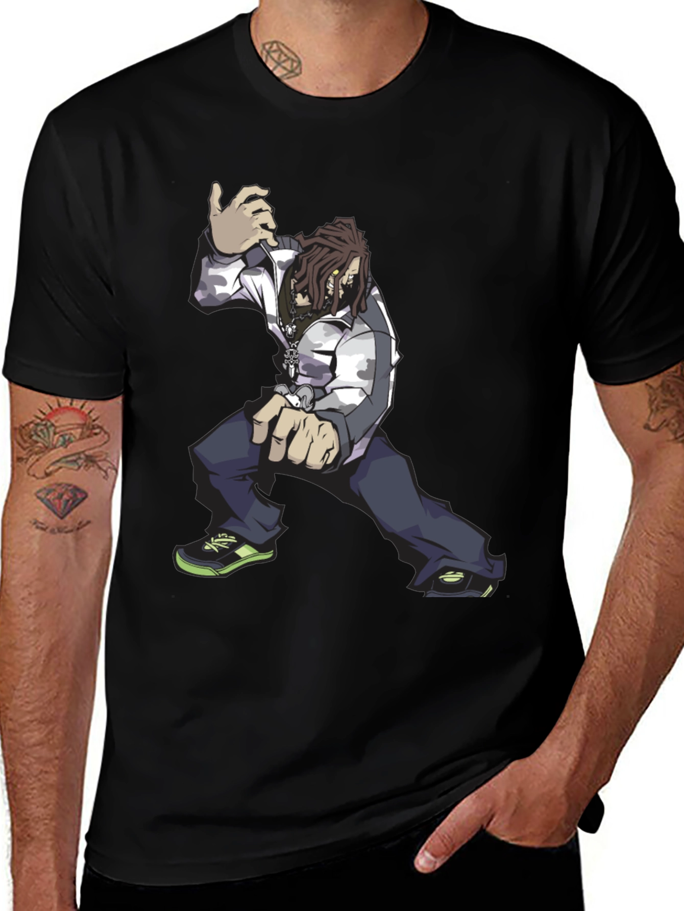 Cool Animated Character Graphic Black T-Shirt