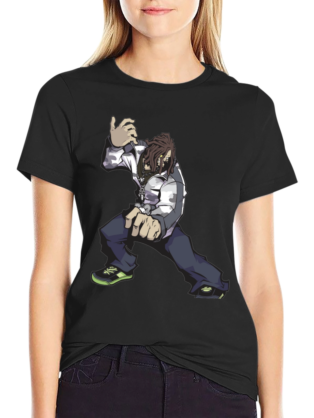 Cool Animated Character Graphic Black T-Shirt