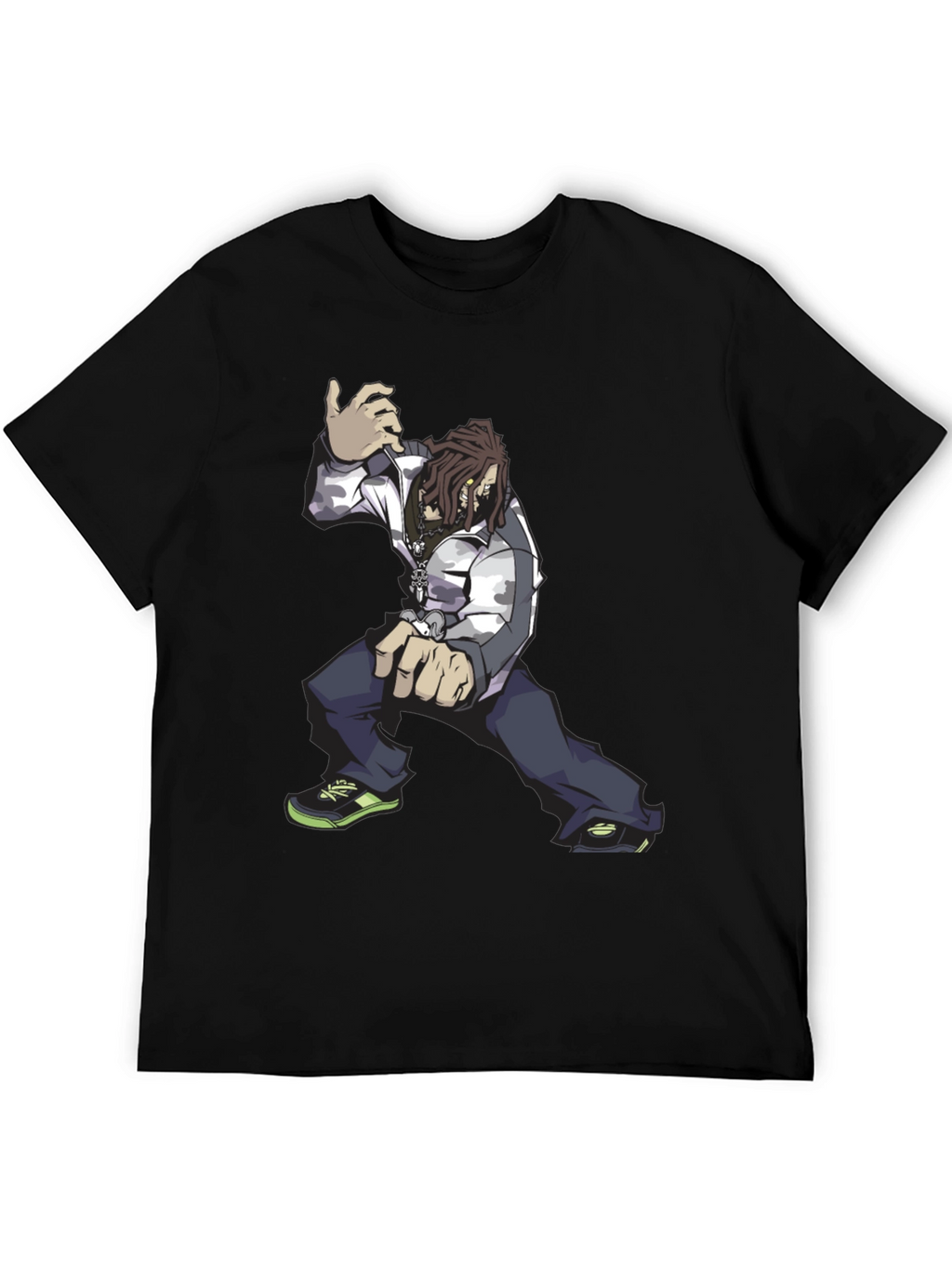 Cool Animated Character Graphic Black T-Shirt