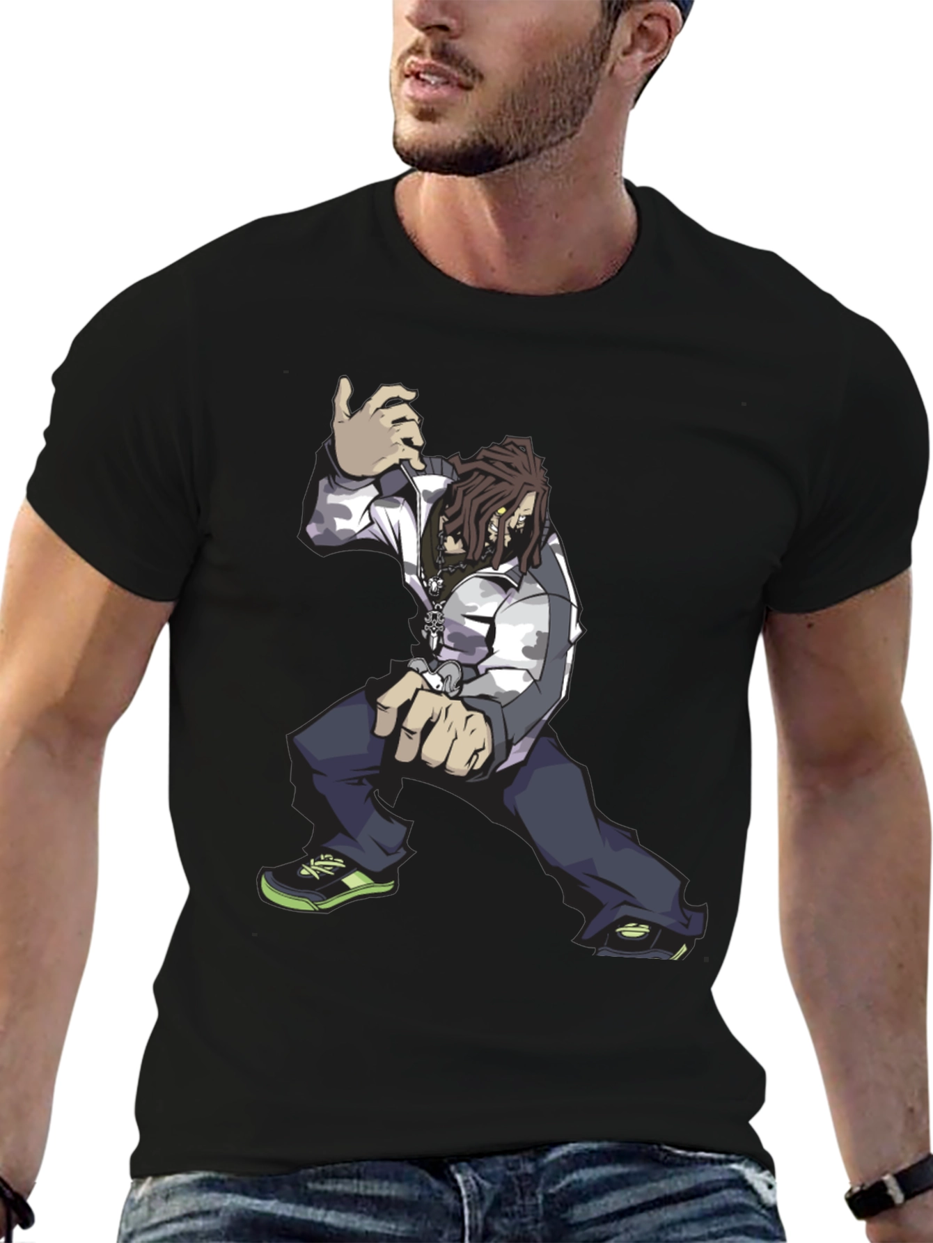 Cool Animated Character Graphic Black T-Shirt