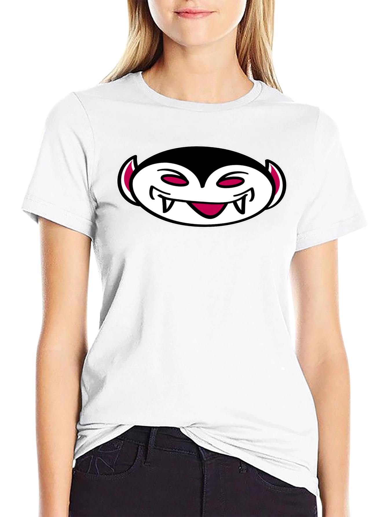 Vampire Cartoon Graphic Black T-Shirt