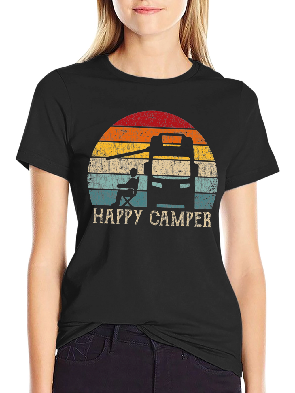 Happy Camper RV Sunset Graphic T-Shirt