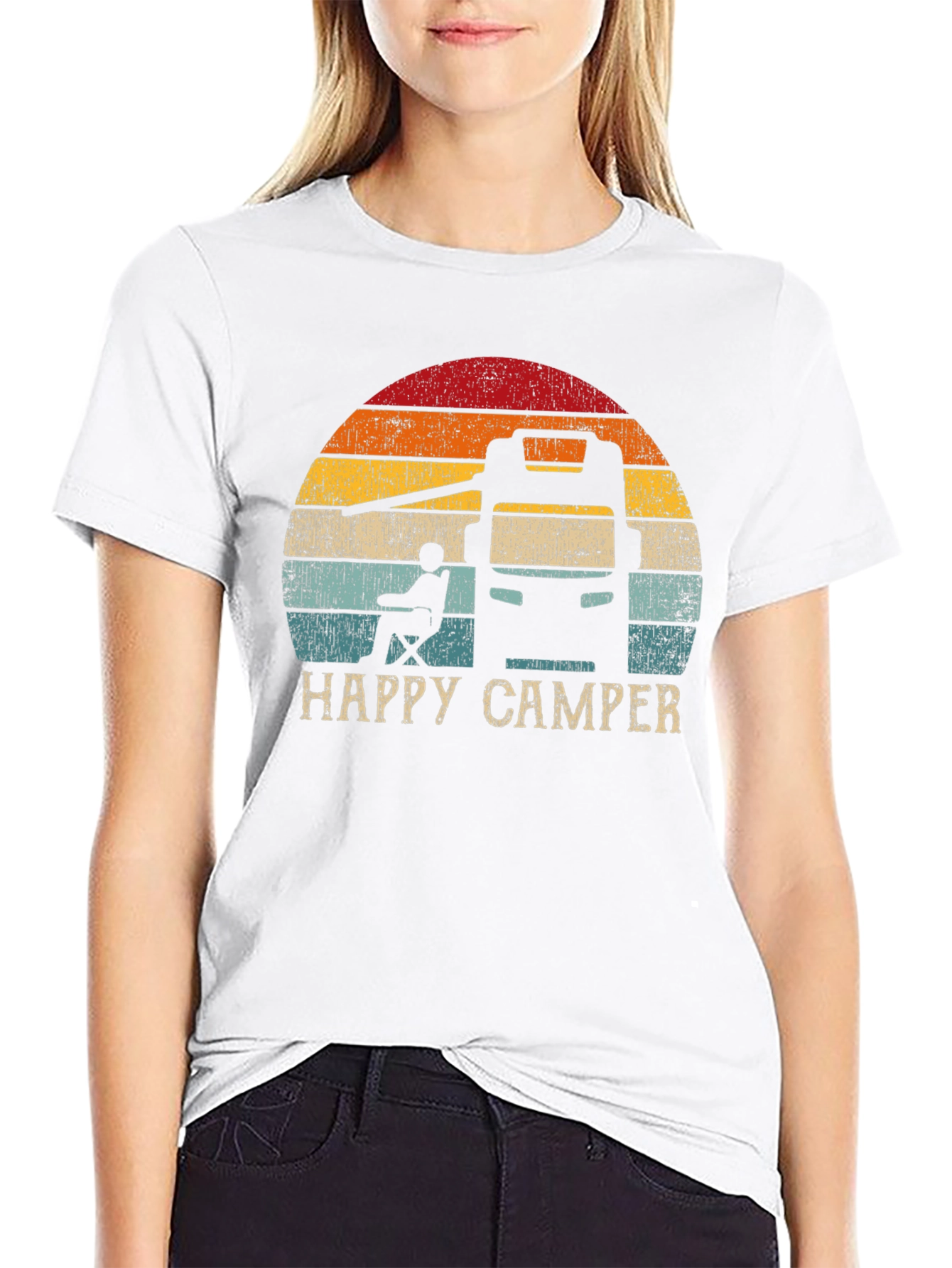 Happy Camper RV Sunset Graphic T-Shirt