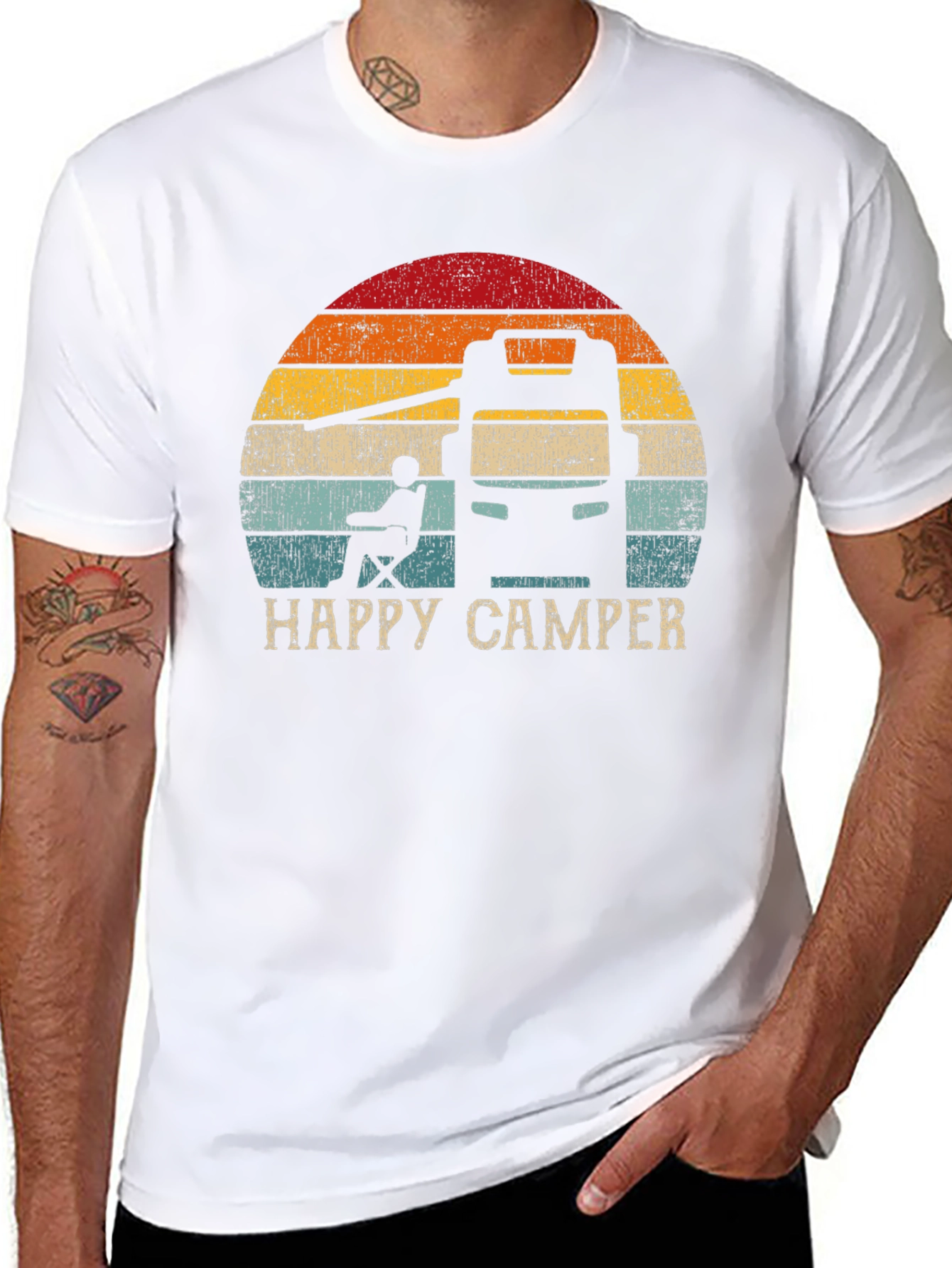 Happy Camper RV Sunset Graphic T-Shirt