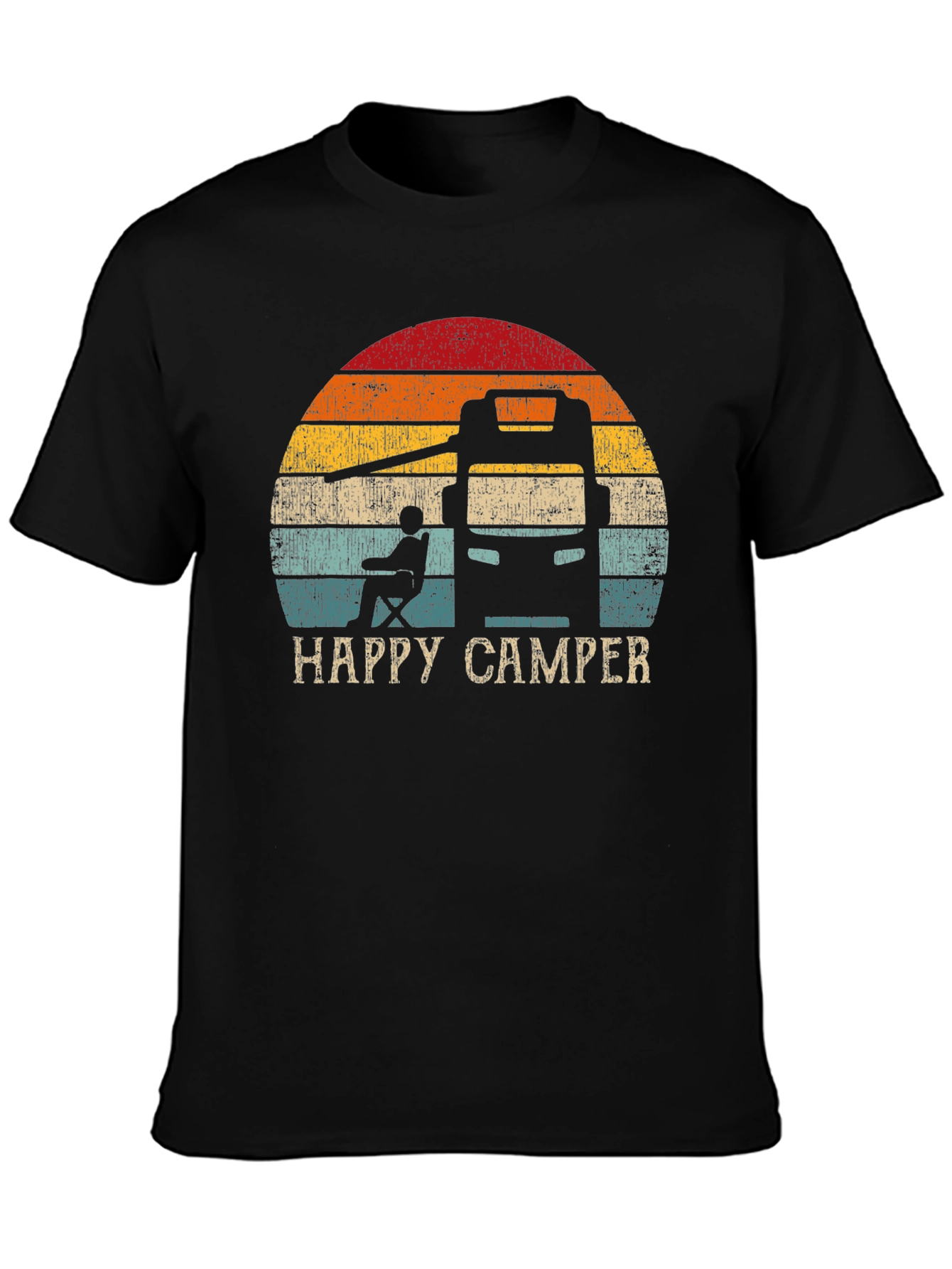 Happy Camper RV Sunset Graphic T-Shirt