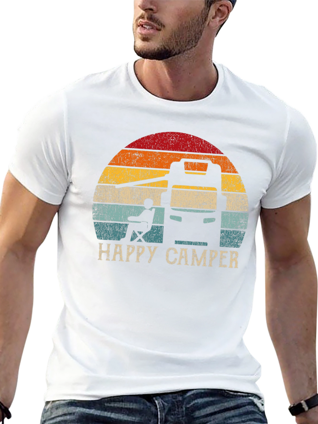 Happy Camper RV Sunset Graphic T-Shirt