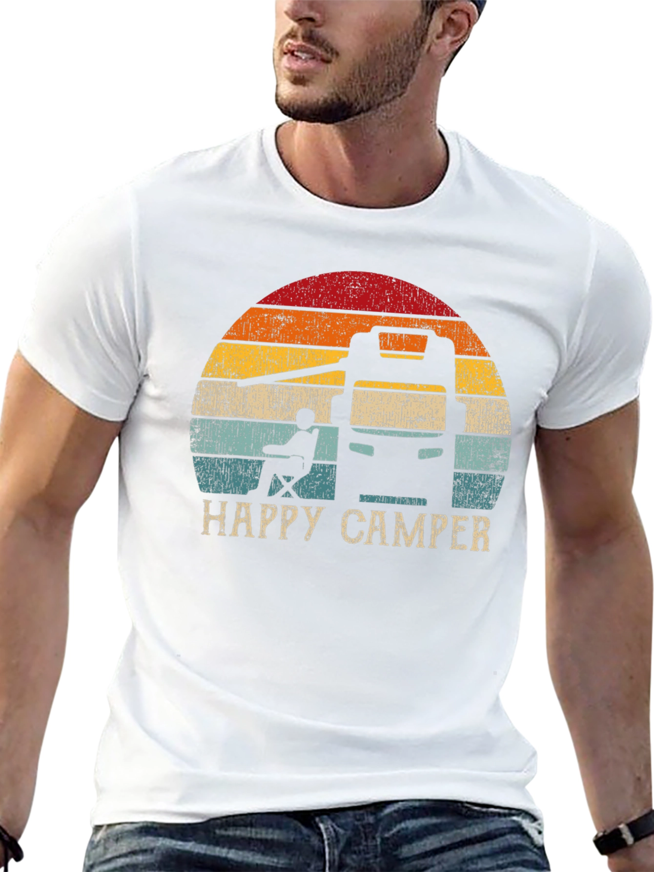 Happy Camper RV Sunset Graphic T-Shirt