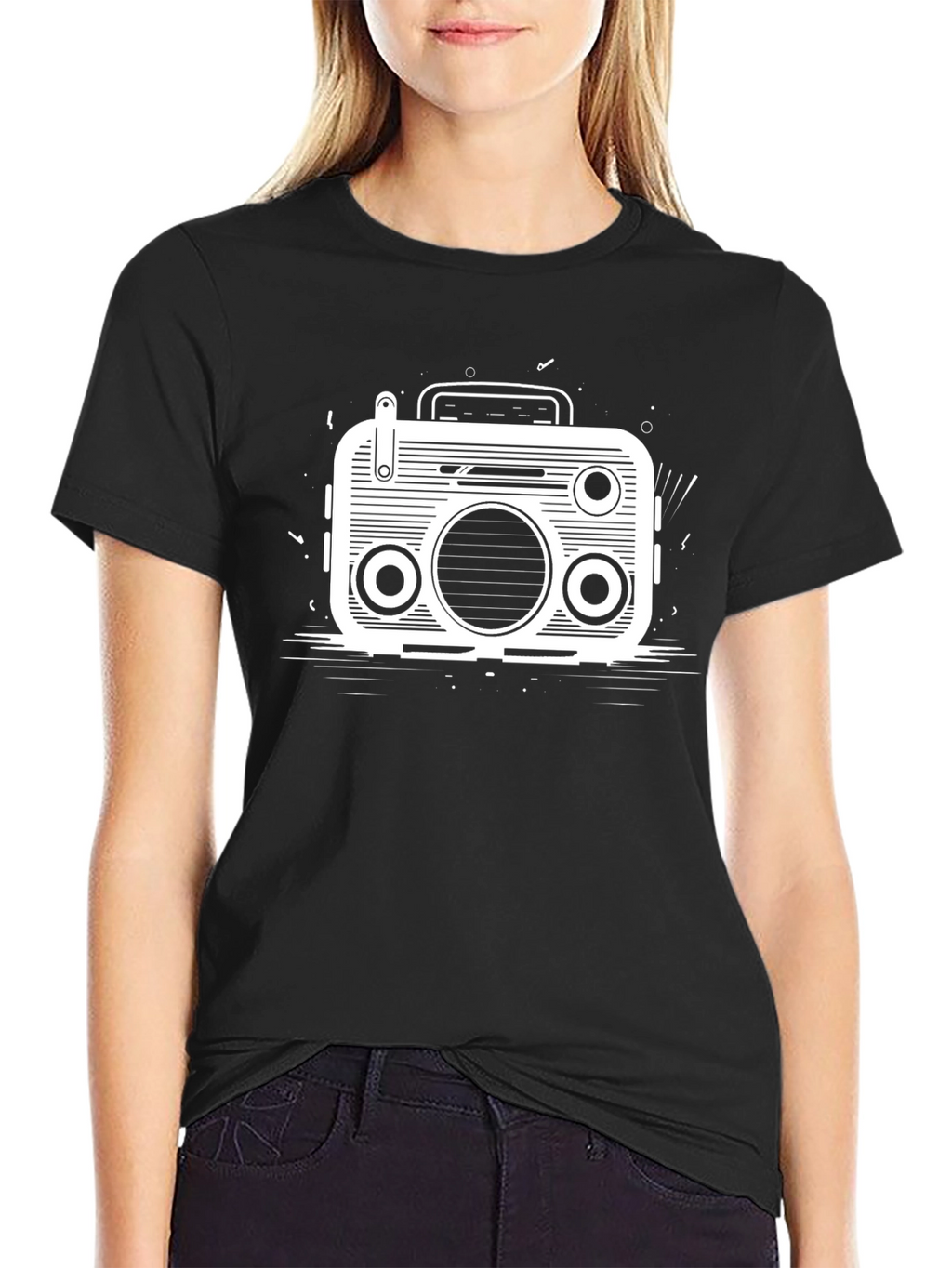 Retro Radio Graphic Tee - Black T-Shirt