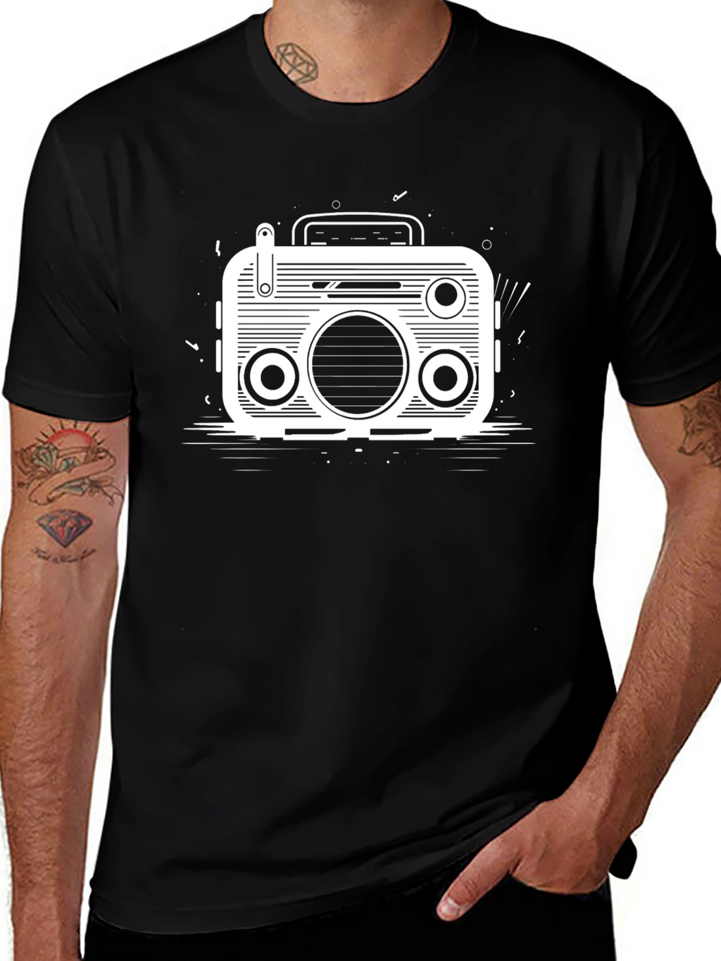 Retro Radio Graphic Tee - Black T-Shirt
