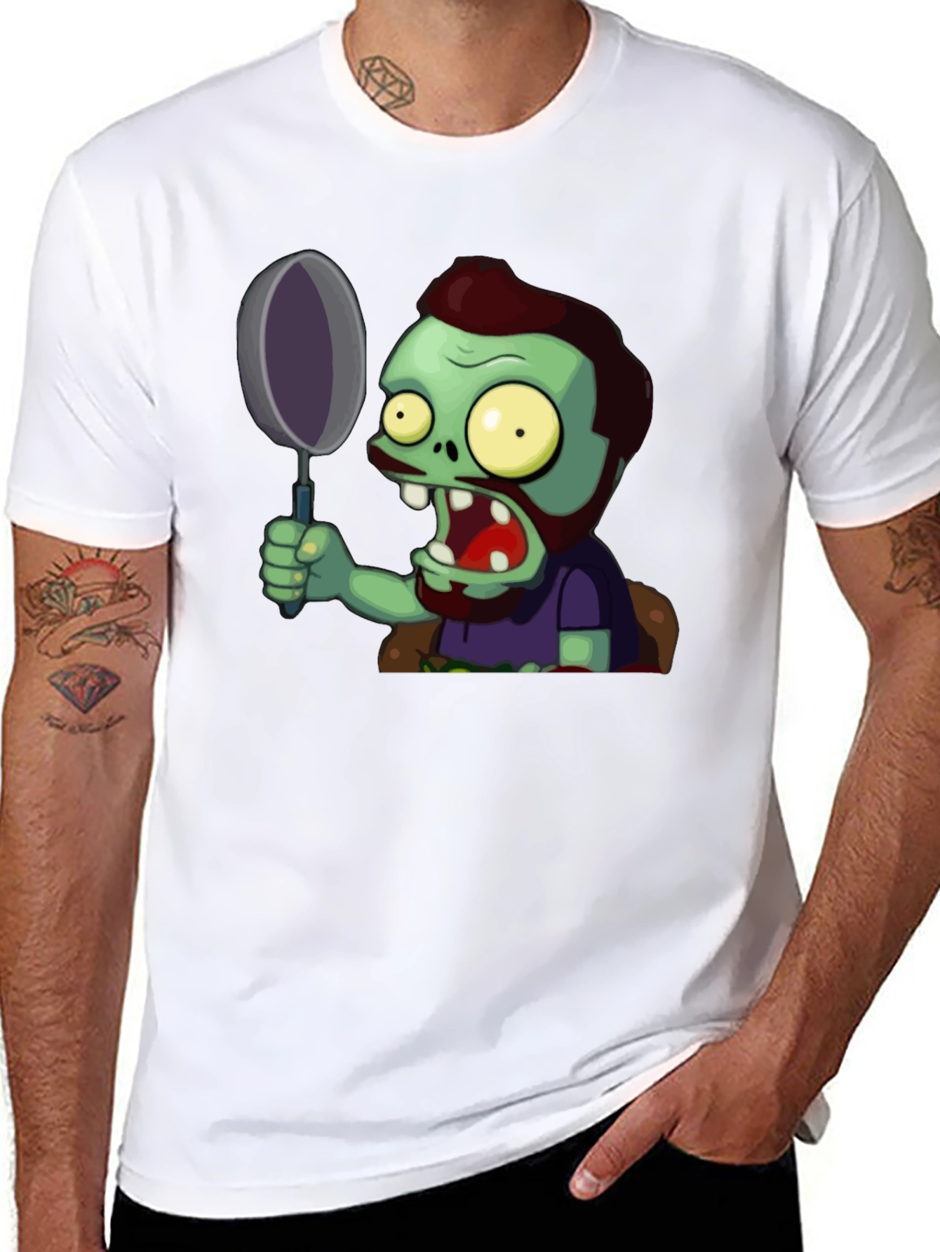 Zombie with Frying Pan Graphic Tee