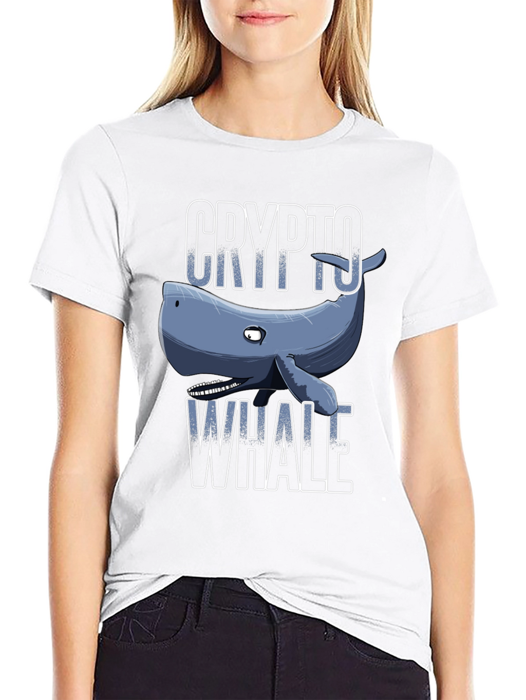 Crypto Whale Graphic Tee - Black Cotton T-Shirt