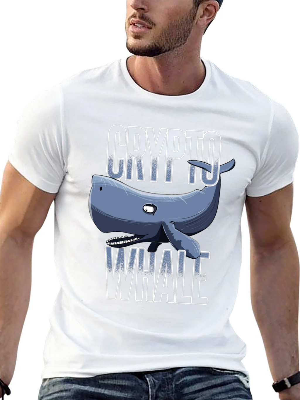 Crypto Whale Graphic Tee - Black Cotton T-Shirt