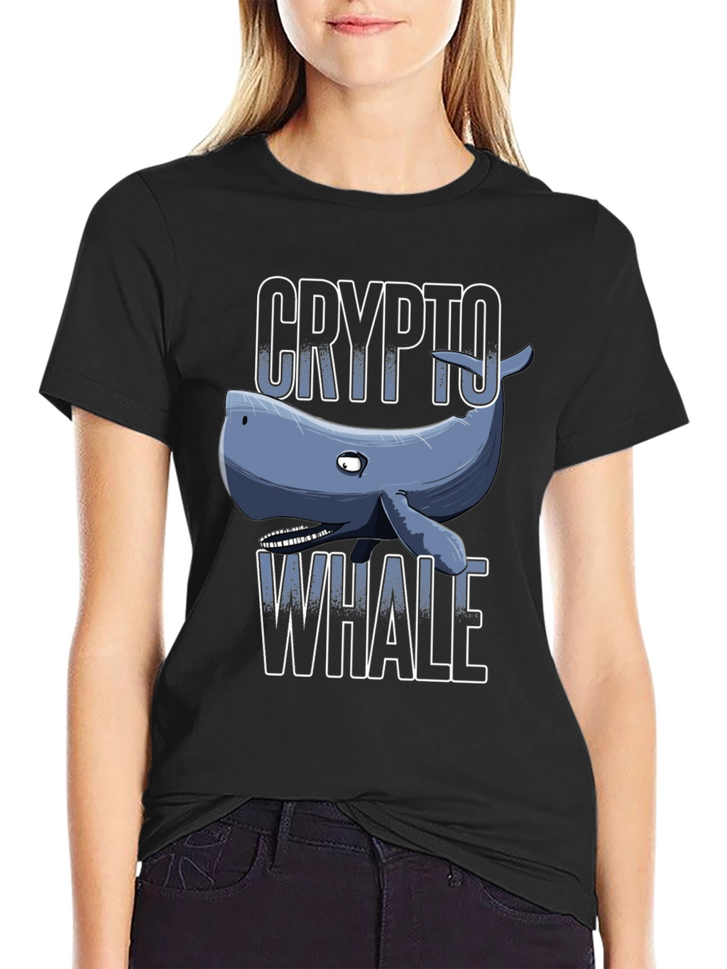 Crypto Whale Graphic Tee - Black Cotton T-Shirt