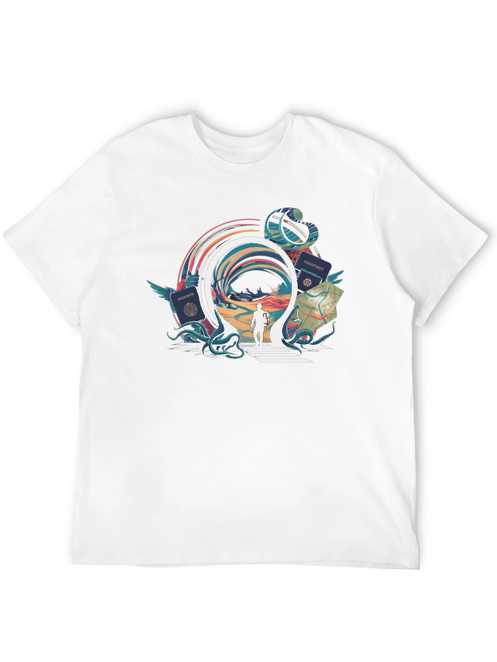 Portal Traveler Graphic Tee - Stylish Black T-Shirt