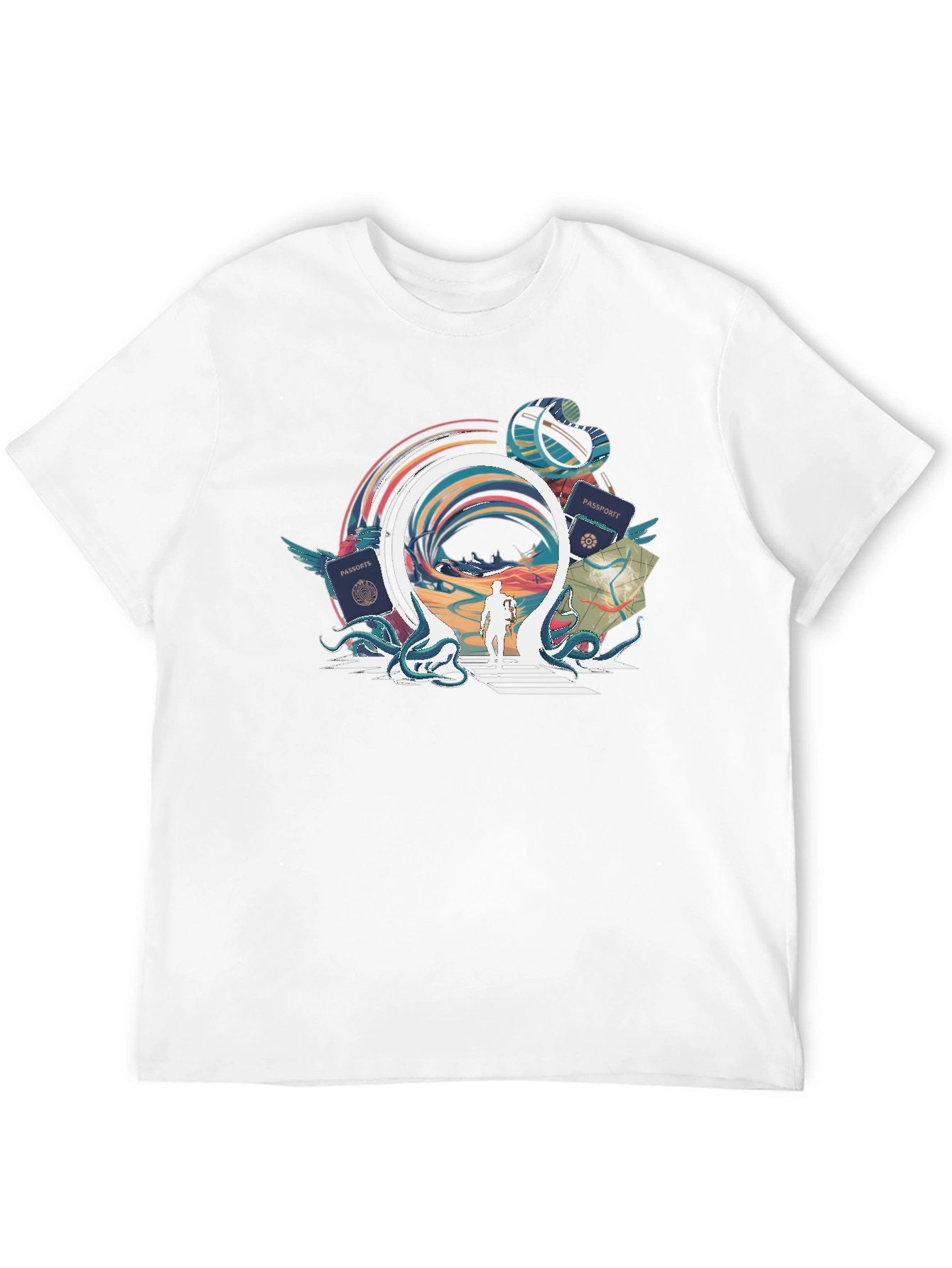 Portal Traveler Graphic Tee - Stylish Black T-Shirt