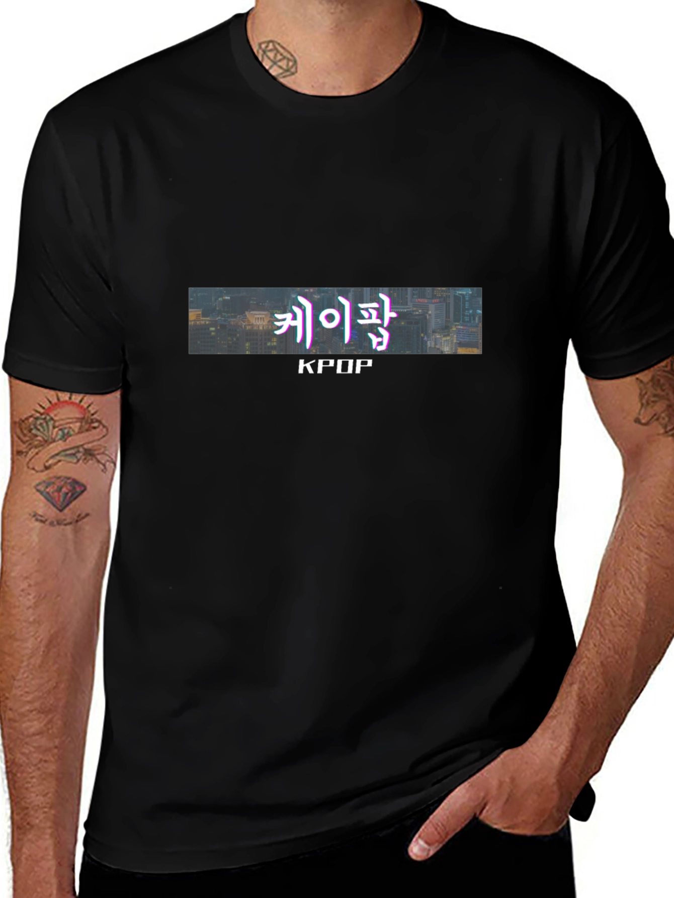 KPOP Graphic Tee - Urban Style Black T-Shirt