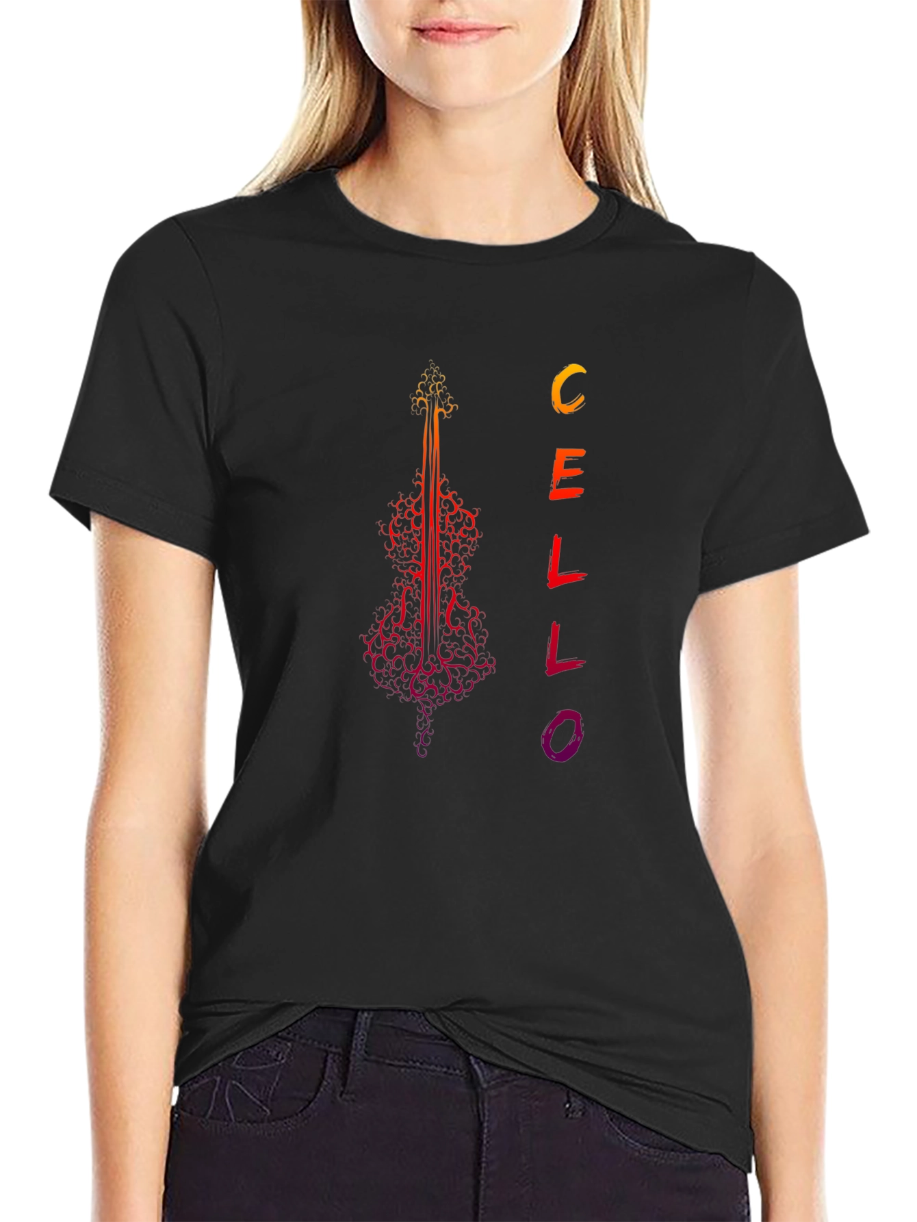 Cello Art Graphic Tee - Music Lovers T-Shirt
