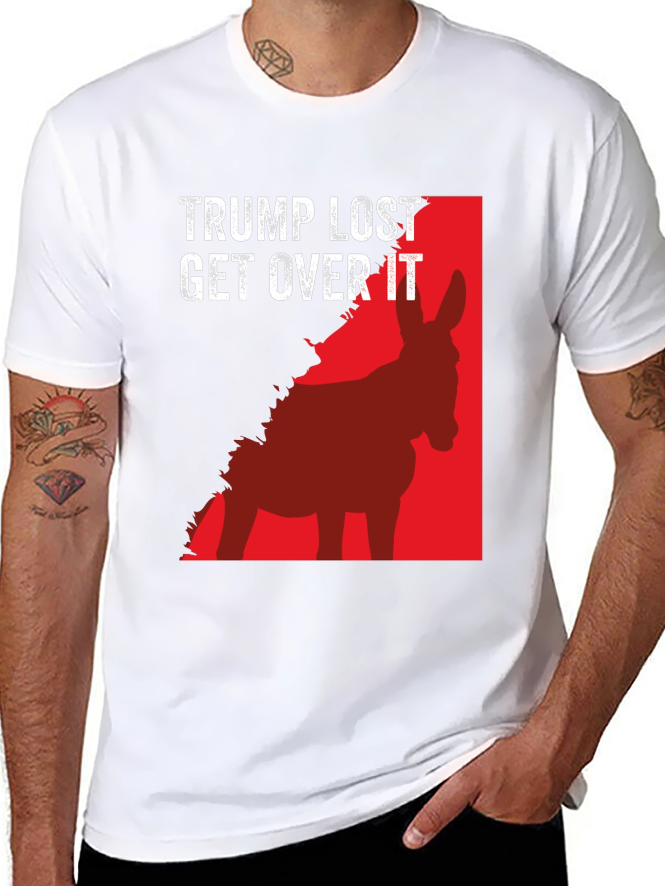 Trump Lost Get Over It T-Shirt with Donkey Graphic