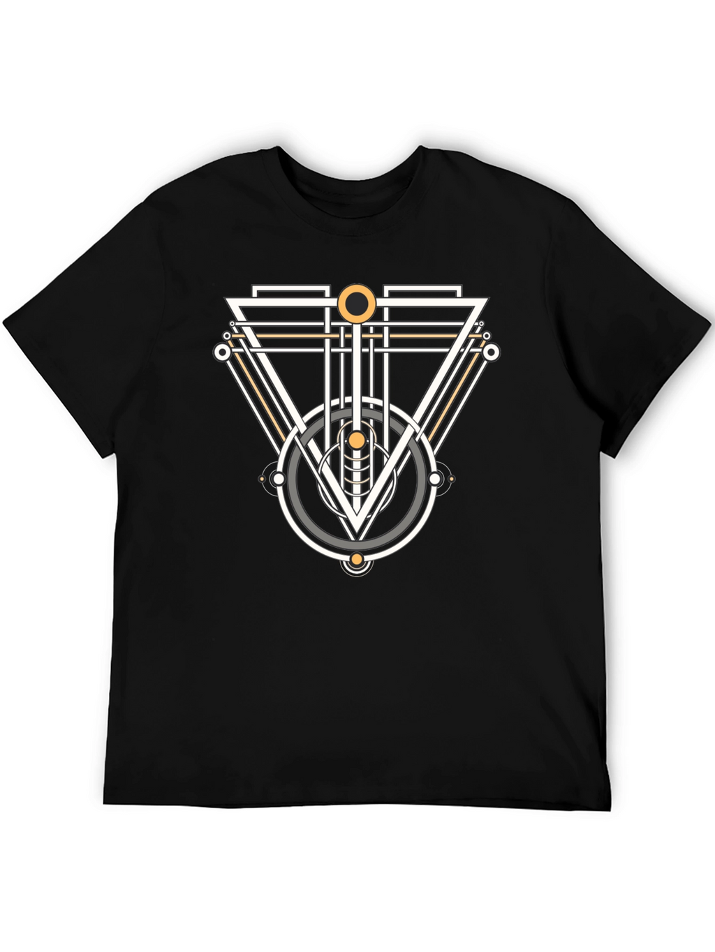 Geometric Graphic Tee - Modern Design Black T-Shirt