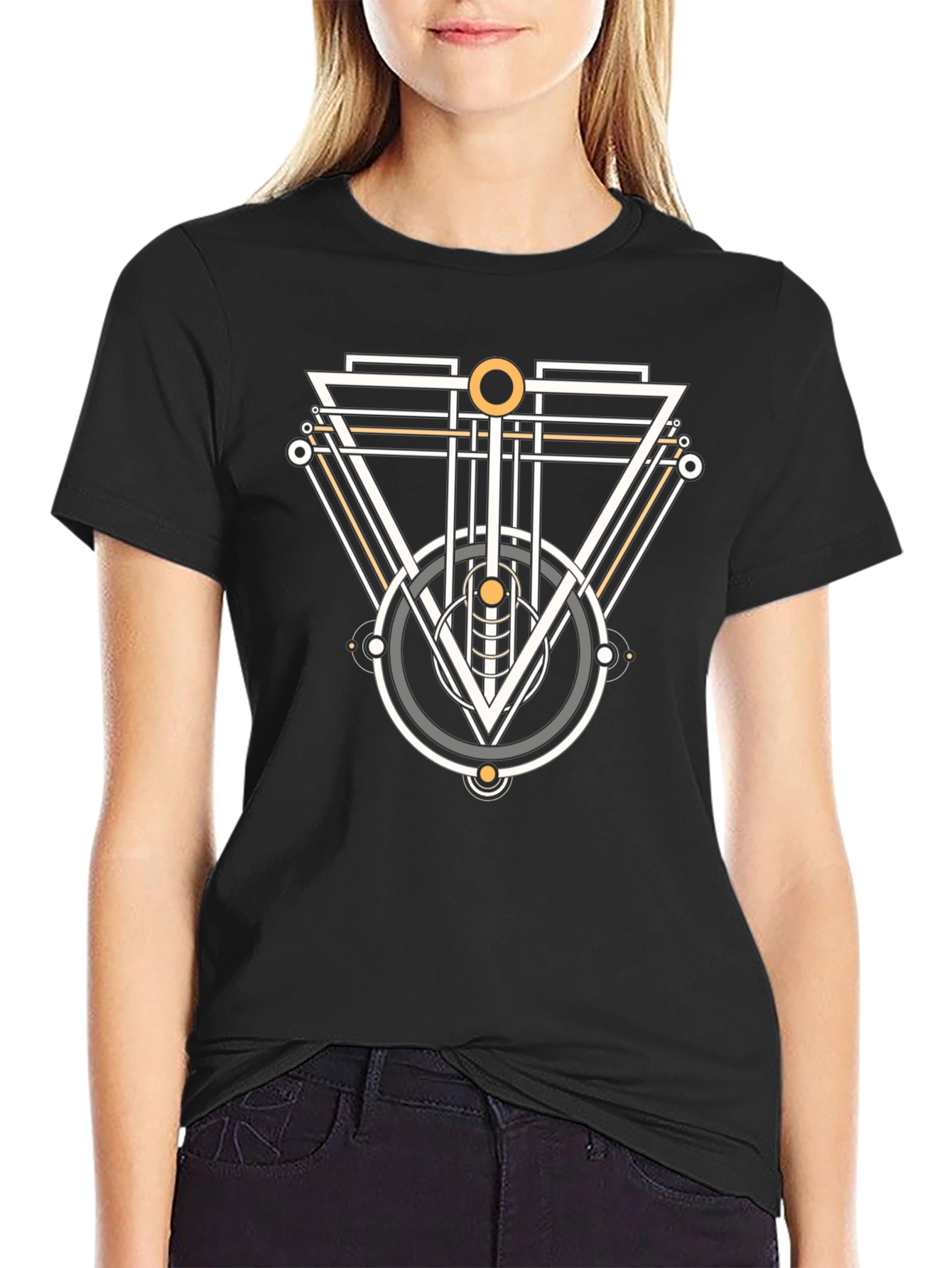 Geometric Graphic Tee - Modern Design Black T-Shirt