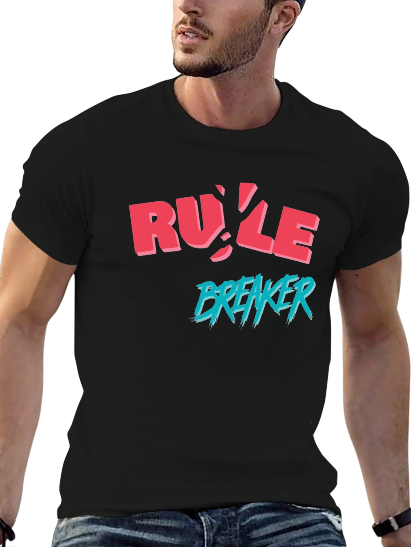 Rule Breaker Graphic Print Black T-Shirt