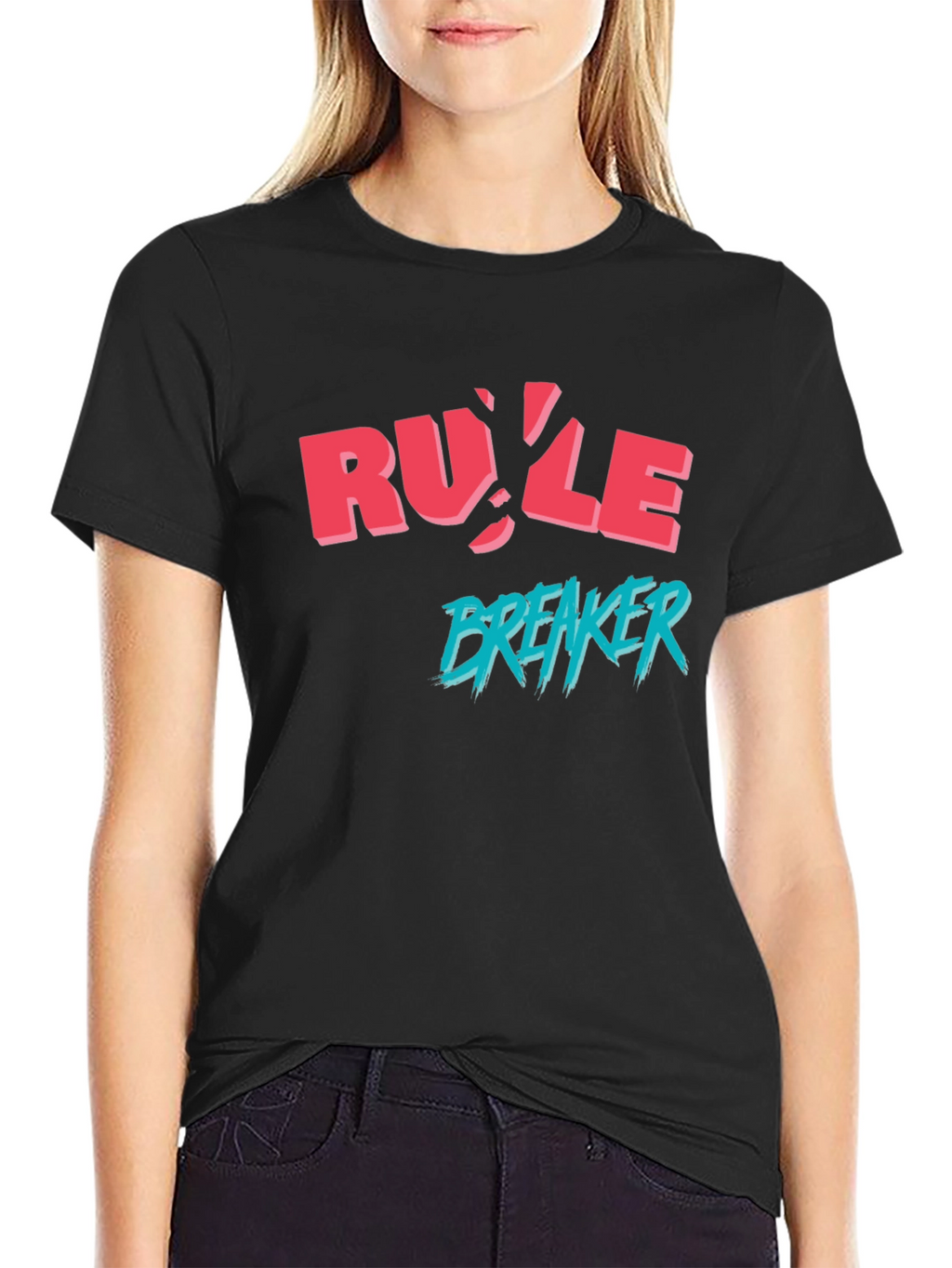 Rule Breaker Graphic Print Black T-Shirt