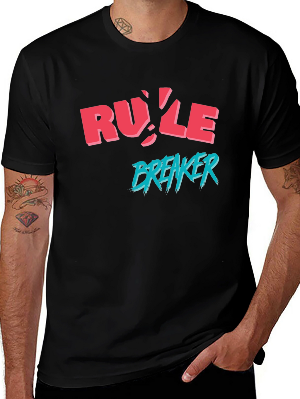 Rule Breaker Graphic Print Black T-Shirt