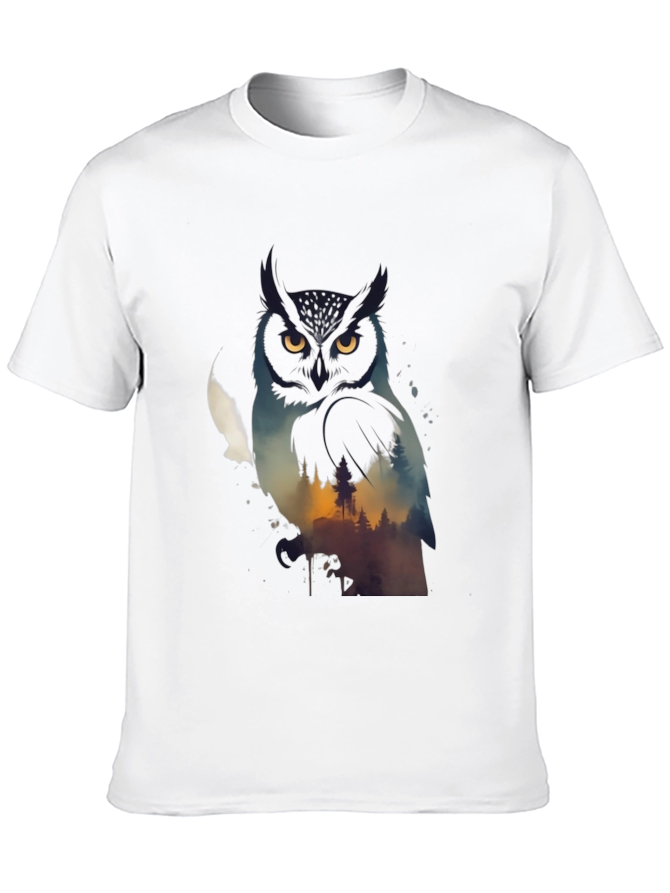 Owl & Forest Graphic Black T-Shirt