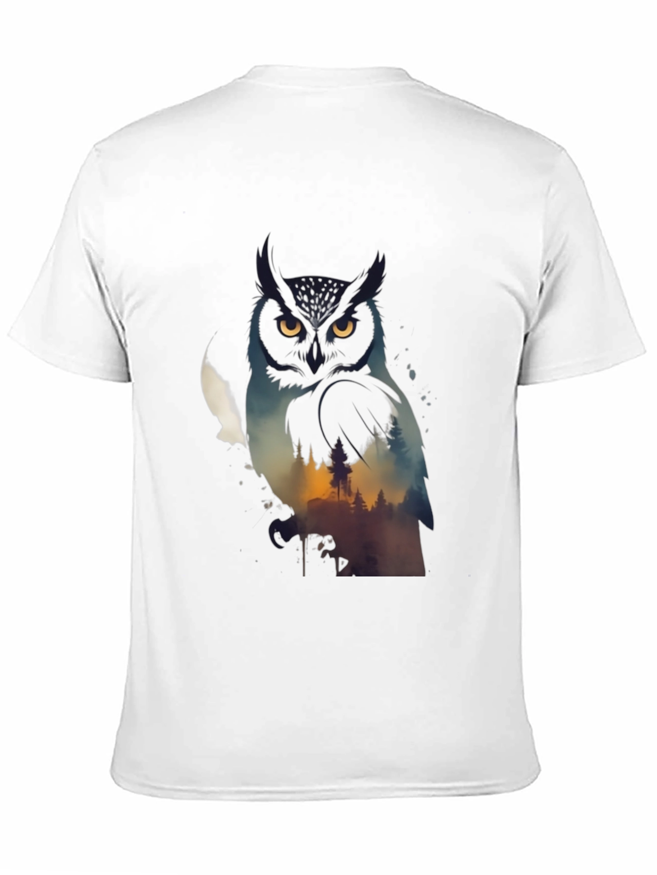 Owl & Forest Graphic Black T-Shirt