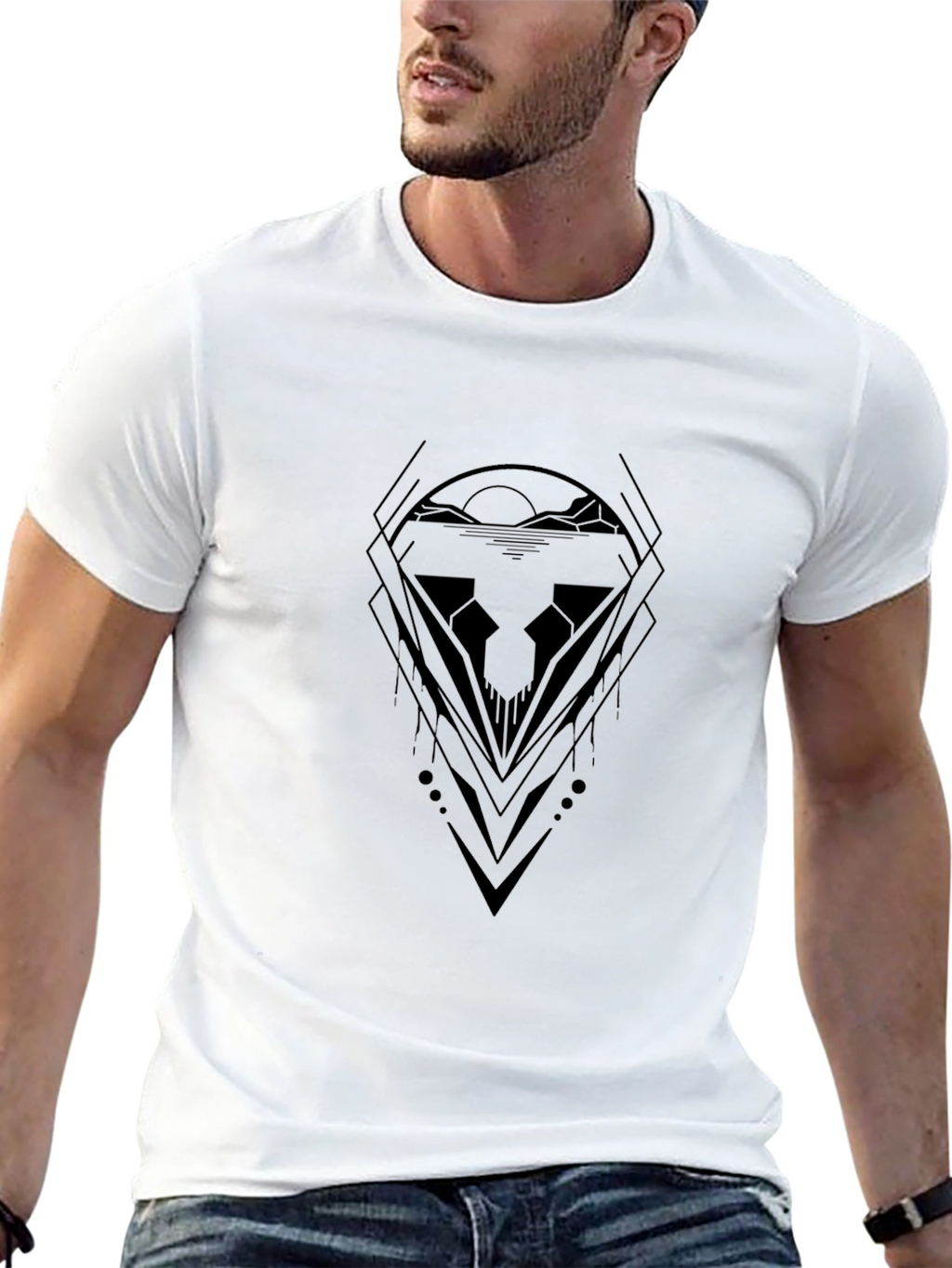 Abstract Graphic Tee - Black Minimalist Design