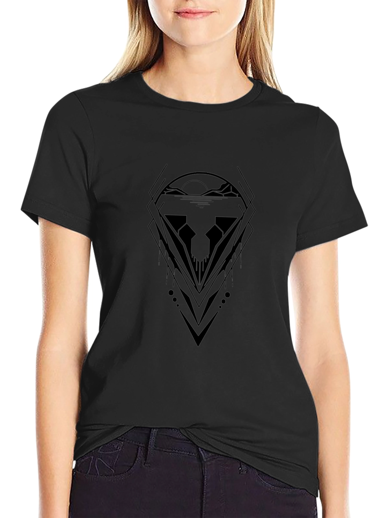 Abstract Graphic Tee - Black Minimalist Design