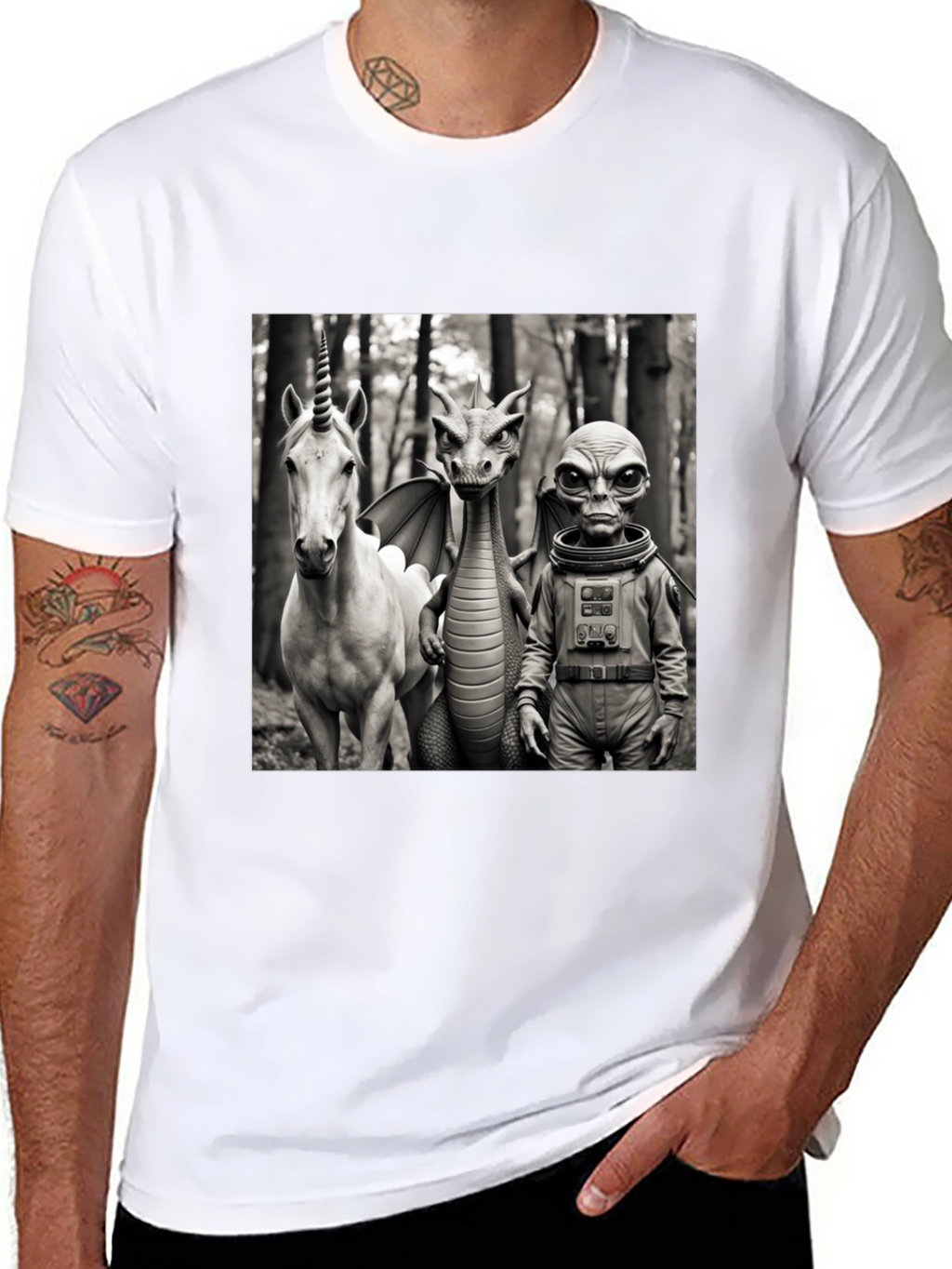 Unicorn Dragon & Alien Graphic Tee