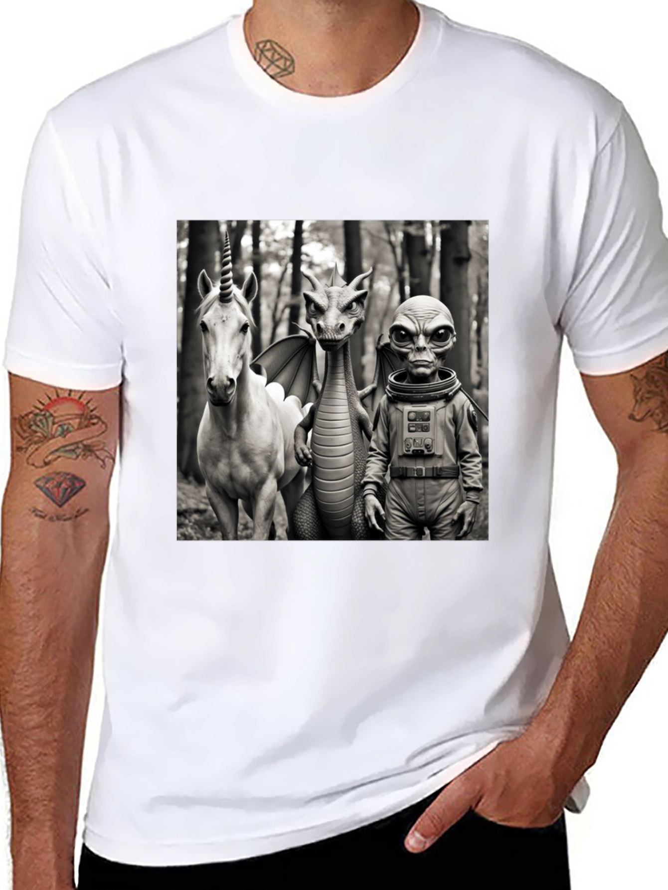 Unicorn Dragon & Alien Graphic Tee