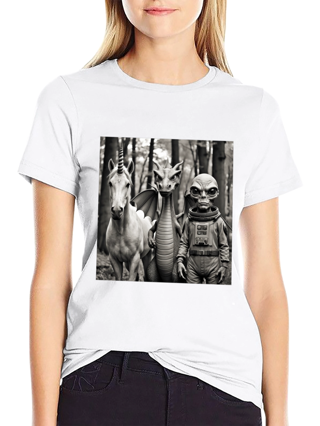 Unicorn Dragon & Alien Graphic Tee