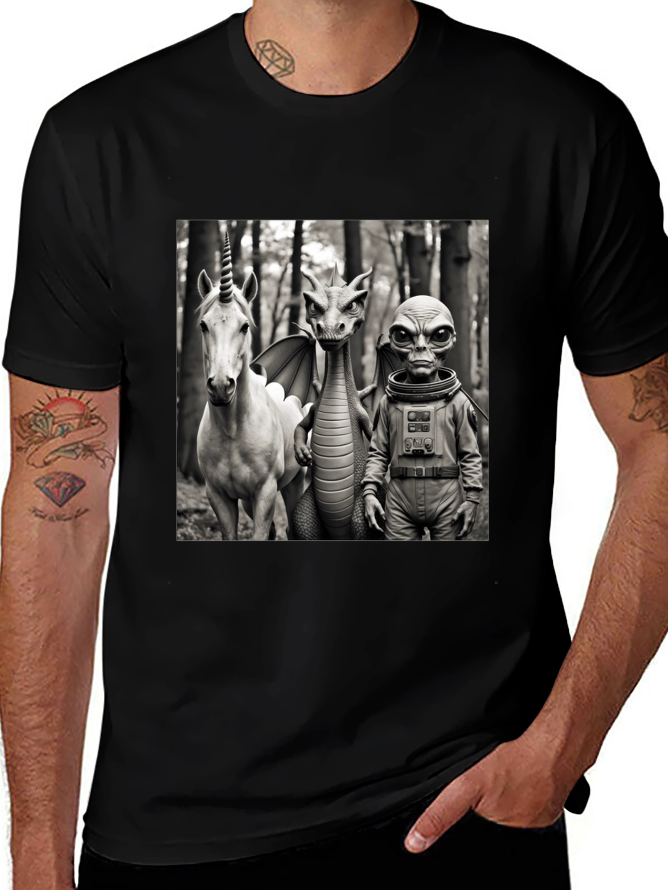 Unicorn Dragon & Alien Graphic Tee
