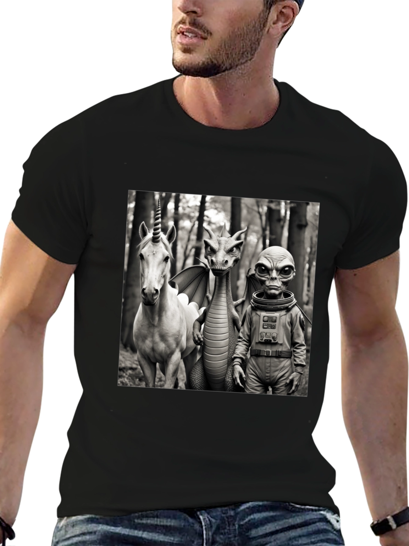 Unicorn Dragon & Alien Graphic Tee