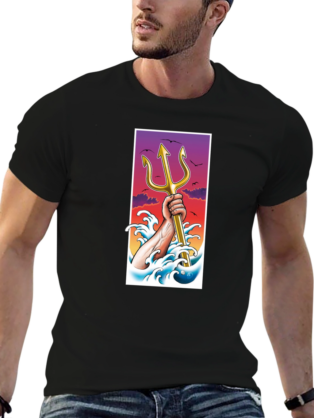 Trident Graphic Tee - Stylish Cotton Blend T-Shirt