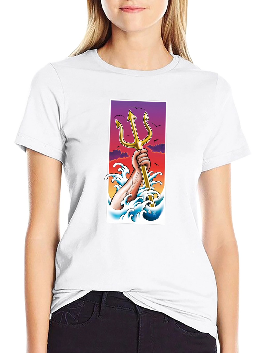 Trident Graphic Tee - Stylish Cotton Blend T-Shirt